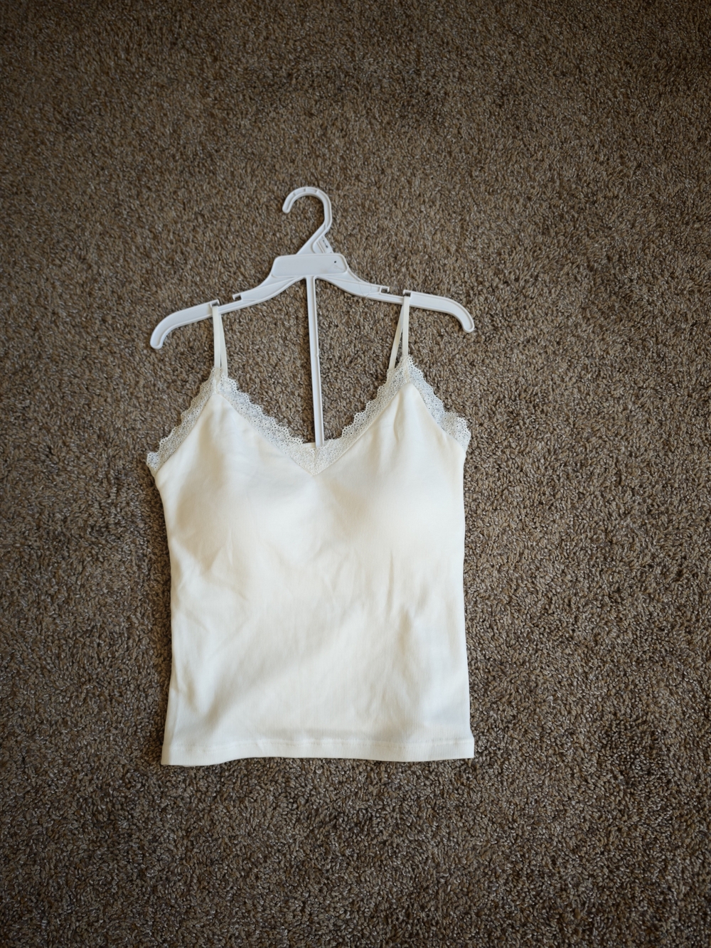 Lace-Trim V-Neck Cami Tank Top - Cream